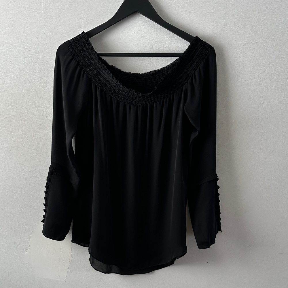 10 Crosby Derek Lam Black Smocked Blouse